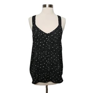 LOFT Small Black Starry Night Flowy Pullover Sleeveless Summer Tank Top